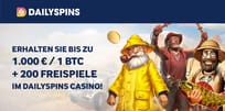 Daily Spins Casino: 1.000 € Willkommensbonus + 200 Freispiele für Ihren perfekten Start