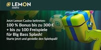 Lemon Casino Bonus: 100 % bis 300 € + bis zu 100 Freispiele sichern