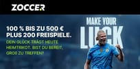 Zoccer Casino Willkommensbonus: 100 % bis zu 500 € + 200 Freispiele